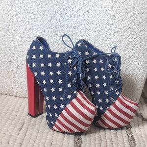 Americana American flag Platform Heels Shoes Boots Size 38